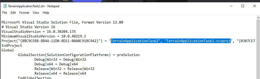 SLN File in NotePad
